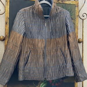 NWOT Mycra Pac Reversible Metallic Rain Coat w/ Foldable Hood, P2P 21.5 in.